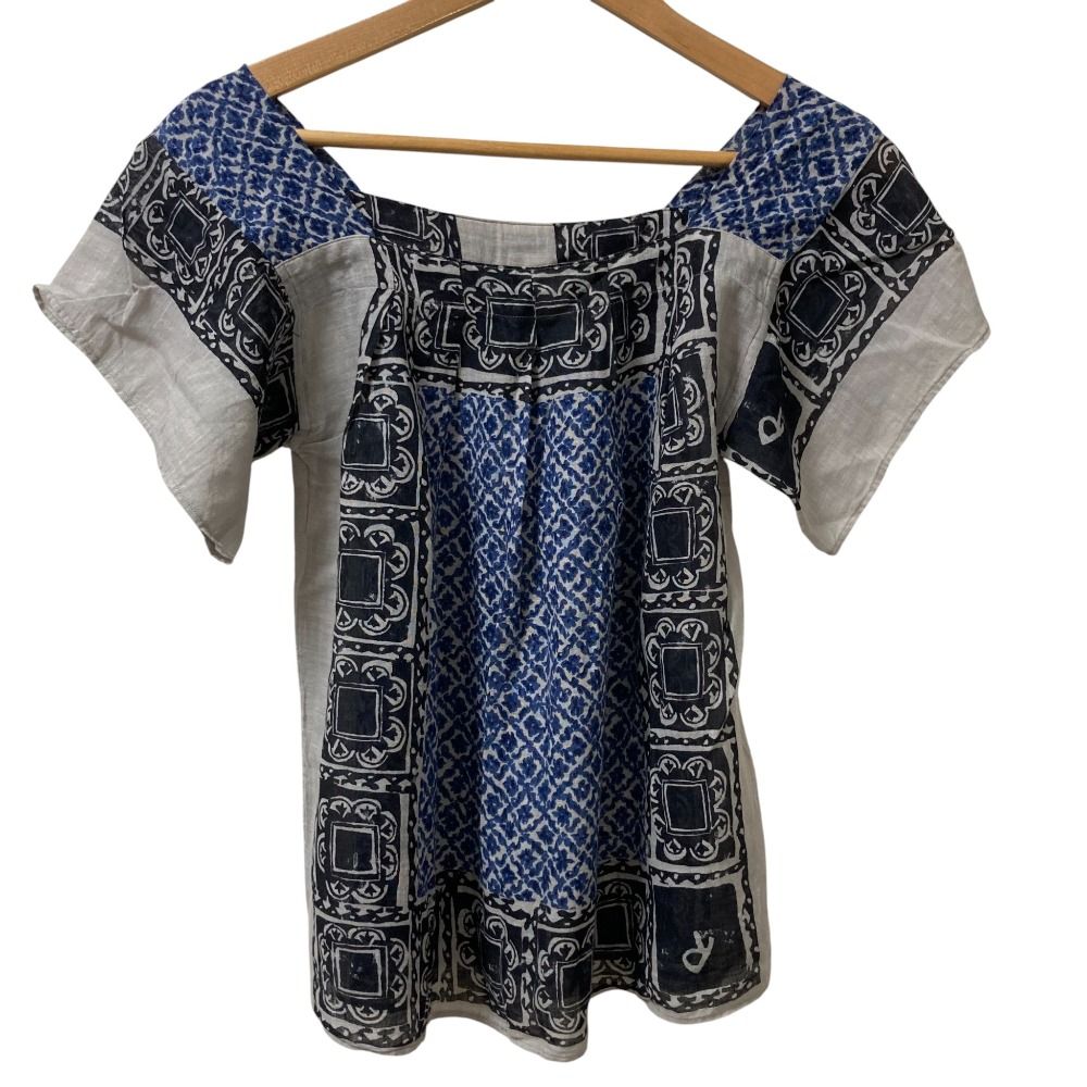 45R フォーティファイブアール 更紗バンダナ ブラウス サイズ0 グレー レディース 古着