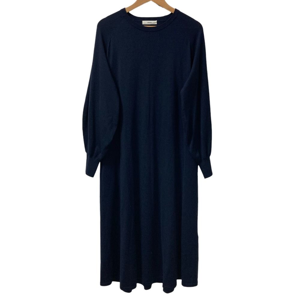 23AW ebure エブール ソフトファインウール ロングワンピース 3810300356 サイズ38 ネイビー レディース 古着