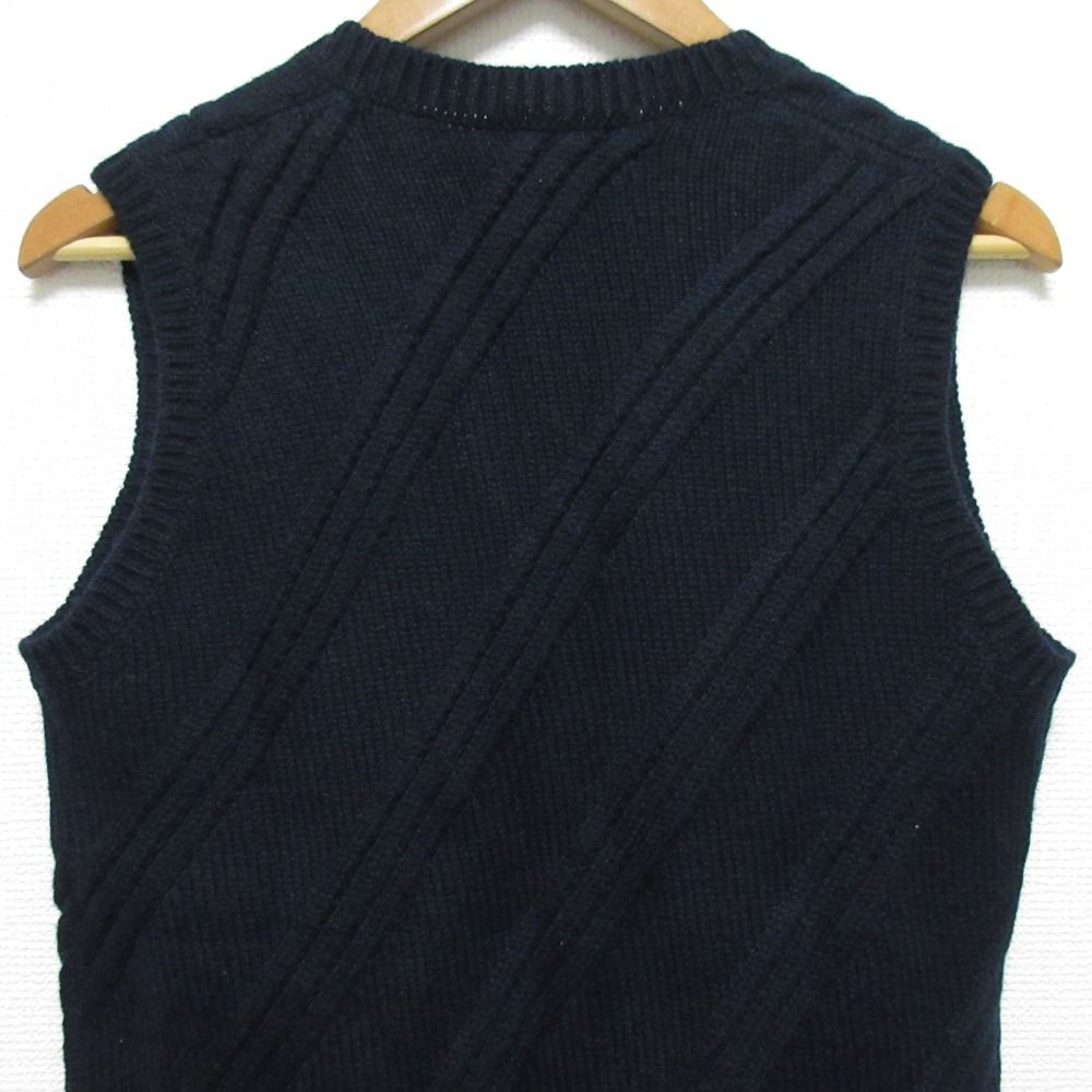  PRADA プラダ カシミヤ100％ Vネック ニットベスト プルオーバー サイズ42 ネイビー レディース 古着 ベスト ジレ ベスト ジレ ビスチェ