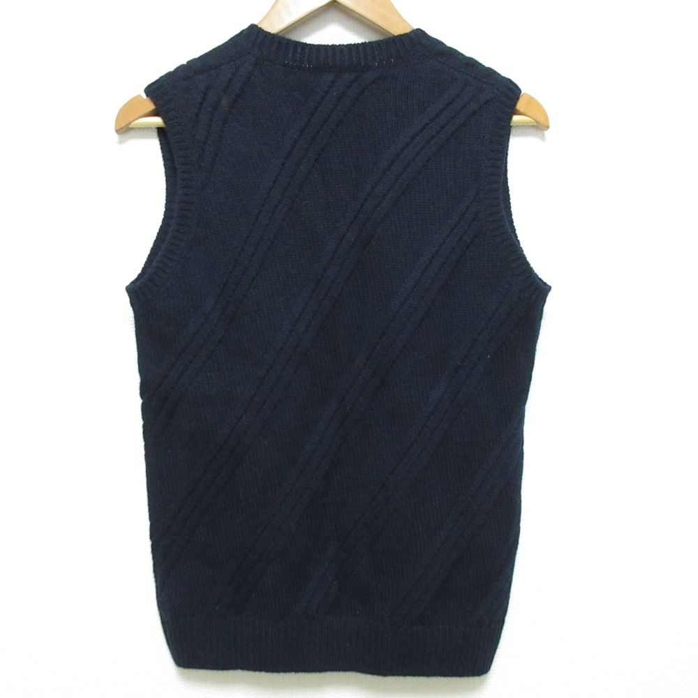 PRADA プラダ カシミヤ100％ Vネック ニットベスト プルオーバー サイズ42 ネイビー レディース 古着