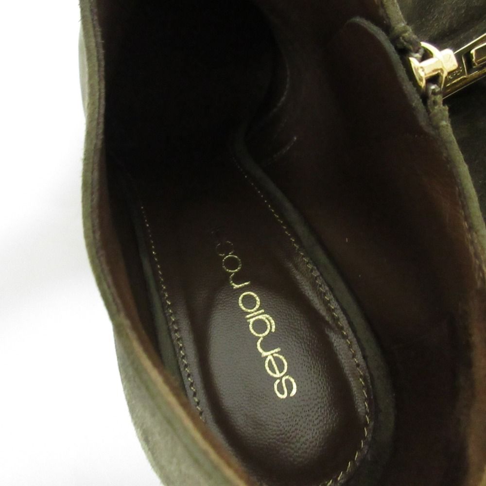  sergio rossi セルジオロッシ スウェード ショートブーツ ブーティ サイズ37 約24 cm グレー レディース 古着 ブーティ ブーツ