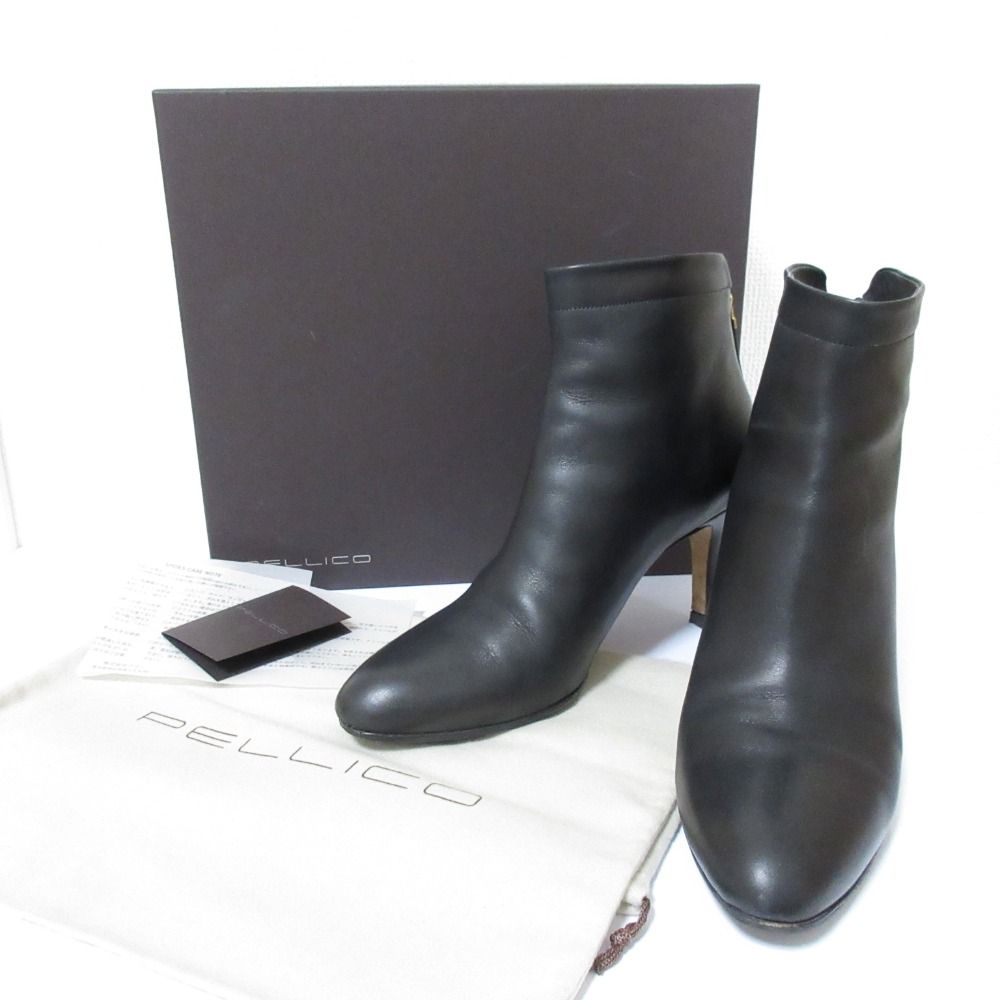 PELLICO ペリーコ TAXI 80 レザー ハイヒール ショートブーツ ブーティ サイズ39 約26cm ブラック レディース 古着