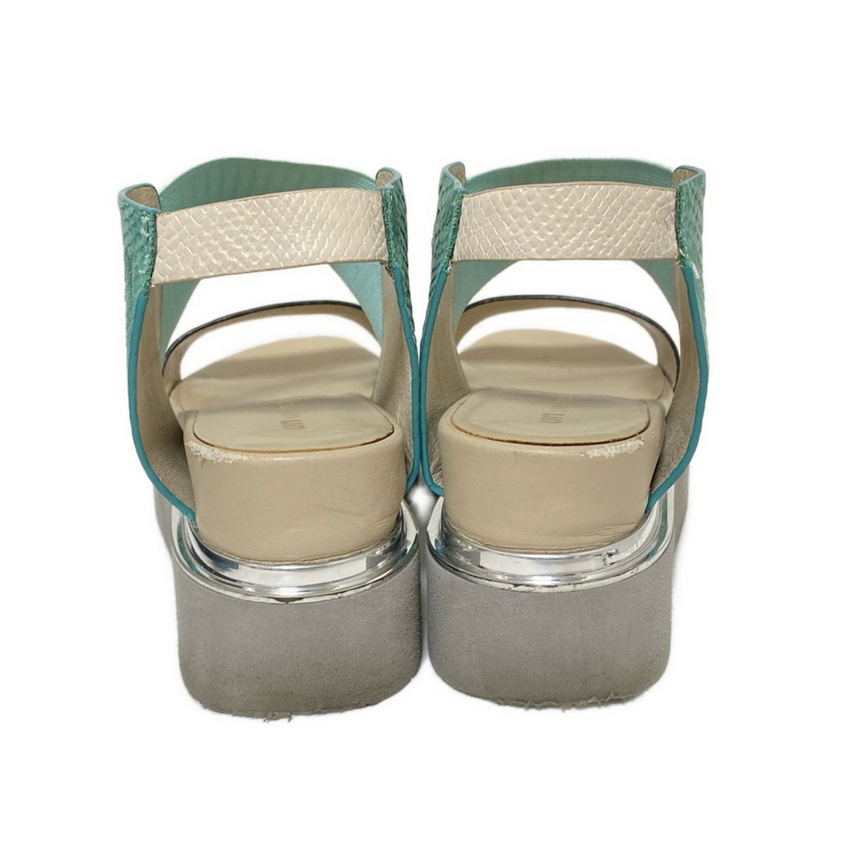  ユナイテッドヌード サンダル 37 レディース - シルバー×ブルーグリーン×ライトブルー 型押し加工 レザー サンダル サンダル ミュール