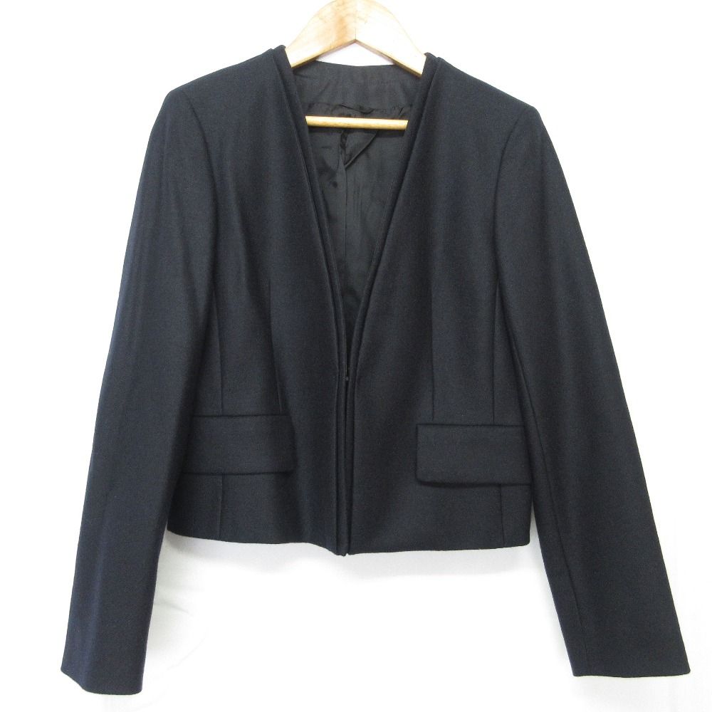 23AW ANAYI アナイ ウールツイルジャージノー ジャケット サイズ34 ネイビー レディース 古着