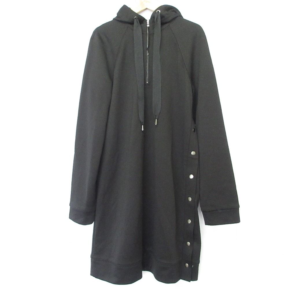 SPORTMAX CODE スポーツマックスコード マックスマーラ サイドボタン 長袖 ひざ丈 パーカーワンピース Mサイズ ブラック レディース 古着