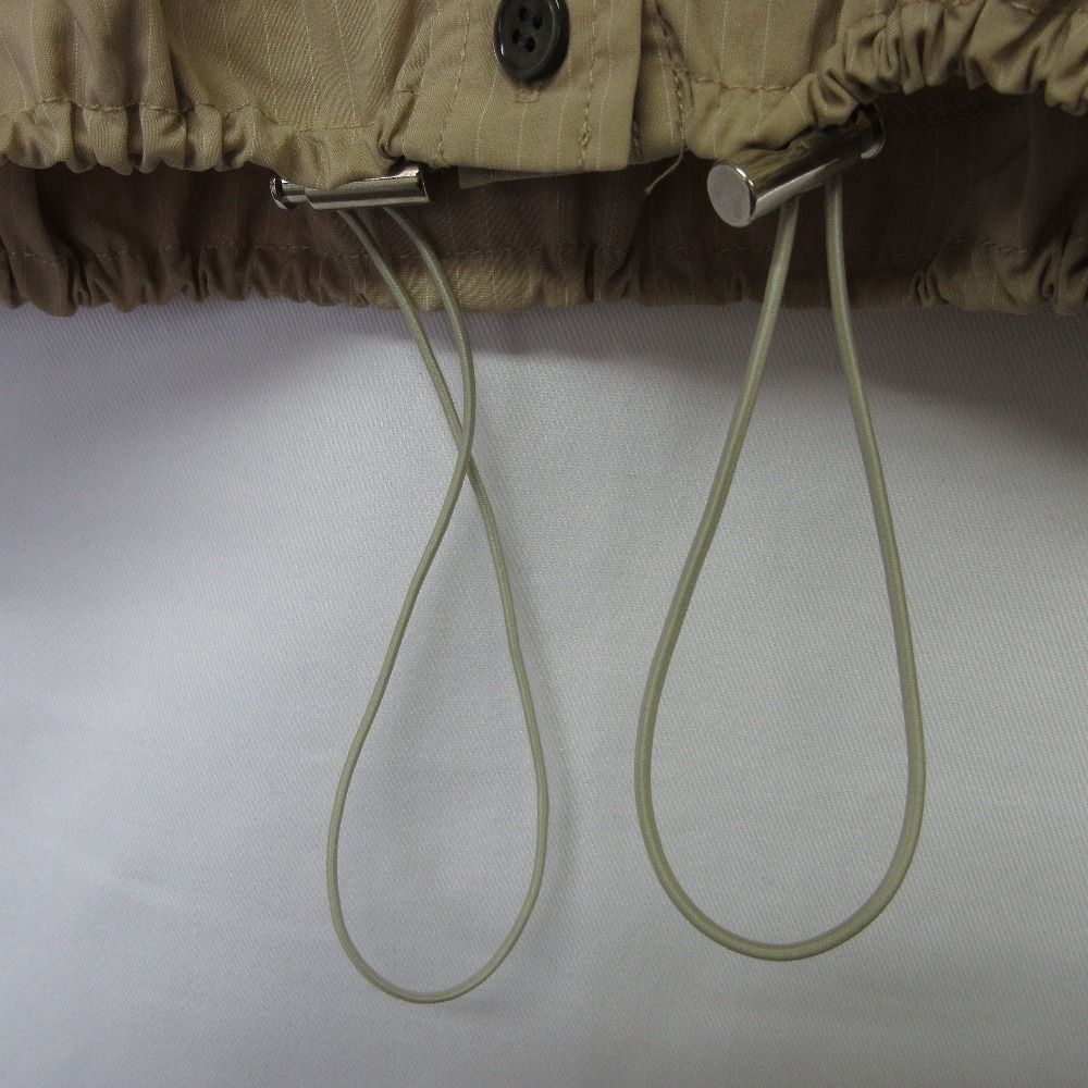  MAISON SPECIAL メゾン Stripe Drawstring Short Length Shirt 半袖 クロップド シャツ ブラウス Fサイズ ベージュ レディース 古着 半袖 シャツ ブラウス