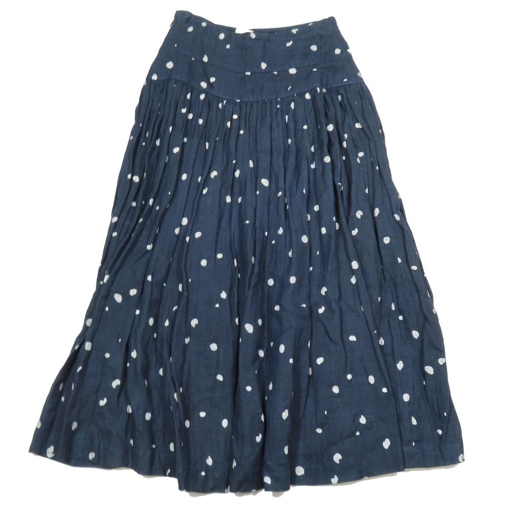 80s tricot COMME des GARCONS トリココムデギャルソン リネン ドット フ スカート ロング ヴィンテージ 紺 レディース 古着