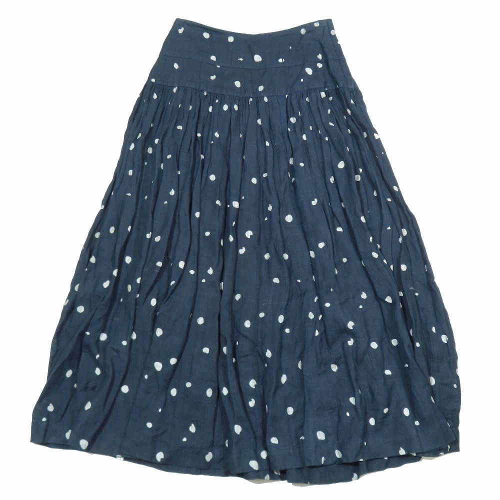 80s tricot COMME des GARCONS トリココムデギャルソン リネン ドット フ スカート ロング ヴィンテージ 紺 レディース 古着