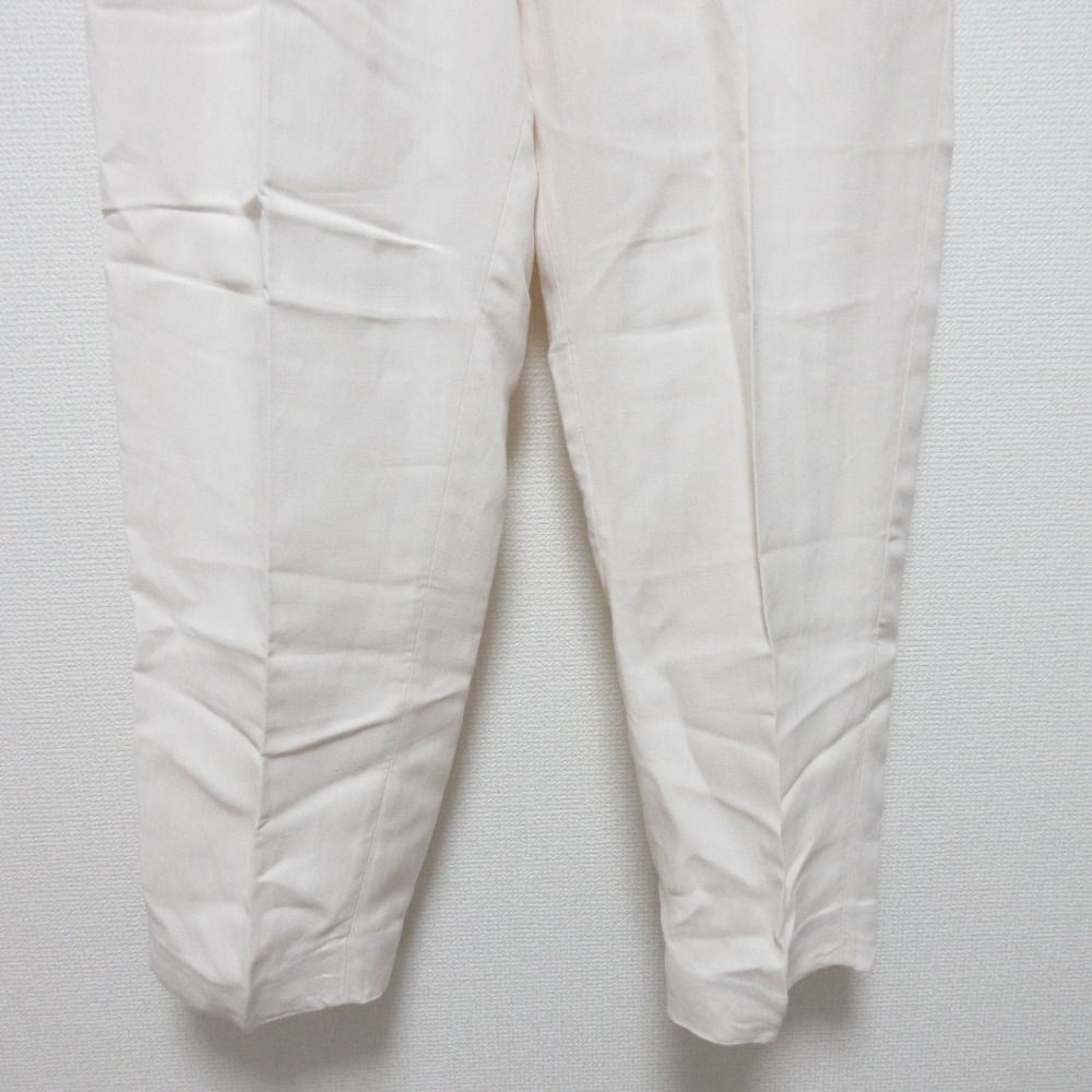 23SS Brunello Cucinelli ブルネロクチネリ リネンブレンド ツータック テーパードパンツ スラックス I38 オフホワイト レディース 古着 DECORATOM_COM_BR