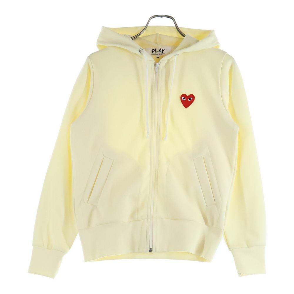 PLAY COMME des GARCONS プレイコムデギャルソン AD 2021 ハート ワッペンロゴ ジップアップ スウェットパーカー フーディー イエロー AZ T 171