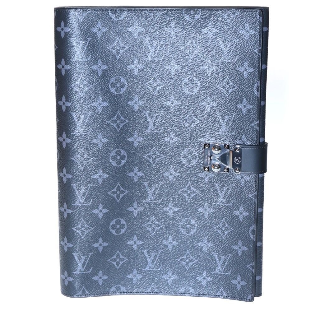 LOUIS VUITTON ルイヴィトン ポルトドキュマン フランクGM モノグラムエクリプス PVC レザー 書類ケース クラッチ セカンドバッグ シルバー金具 ブラック GI0273