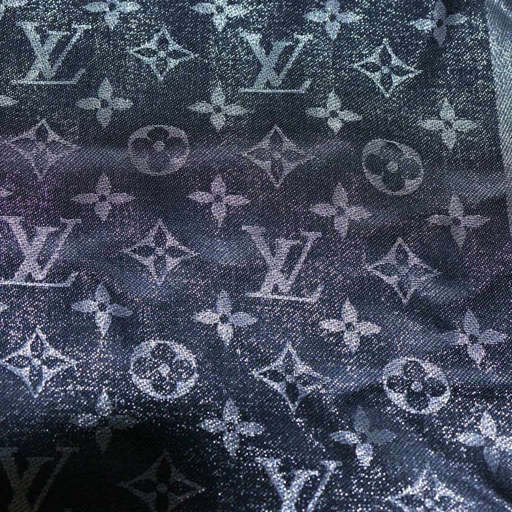 LOUIS VUITTON ルイヴィトン ショール モノグラム シャイン レーヨン ウール混 シルク ストール マフラー ブラック M 75123