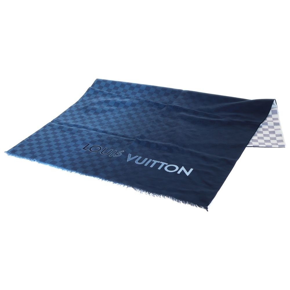 LOUIS VUITTON ルイヴィトン エトール ダミエ グラディエント コットン シルク ストール スカーフ ネイビー ブルー M70765