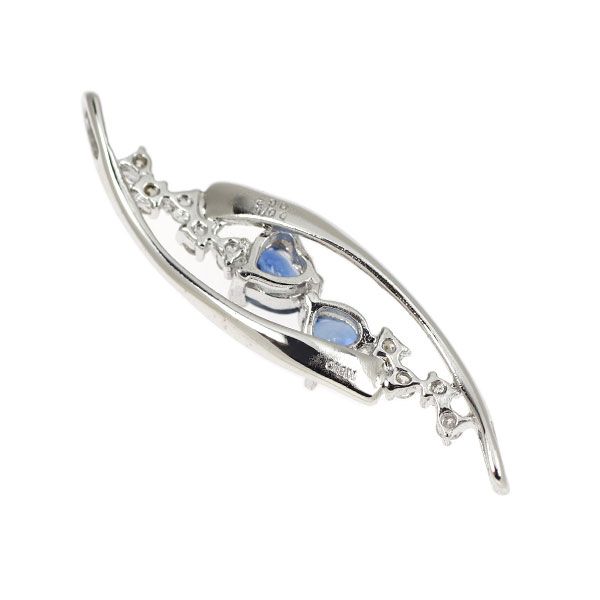 K18WG ハートシェイプ サファイア ダイヤモンド ペンダントトップ 0.62ct D0.15ct