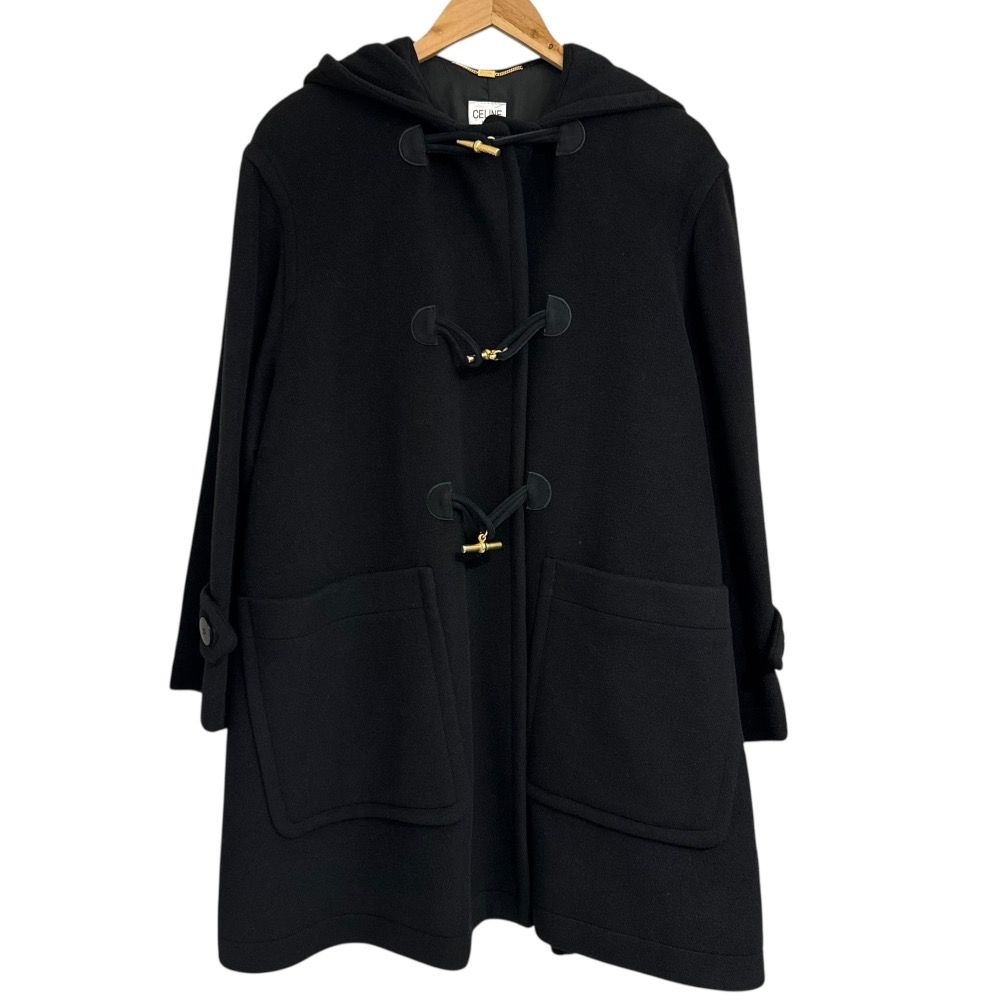 CELINE セリーヌ ヴィンテージ ボリュームスリーブ ダッフルコート サイズ36 ブラック レディース 古着