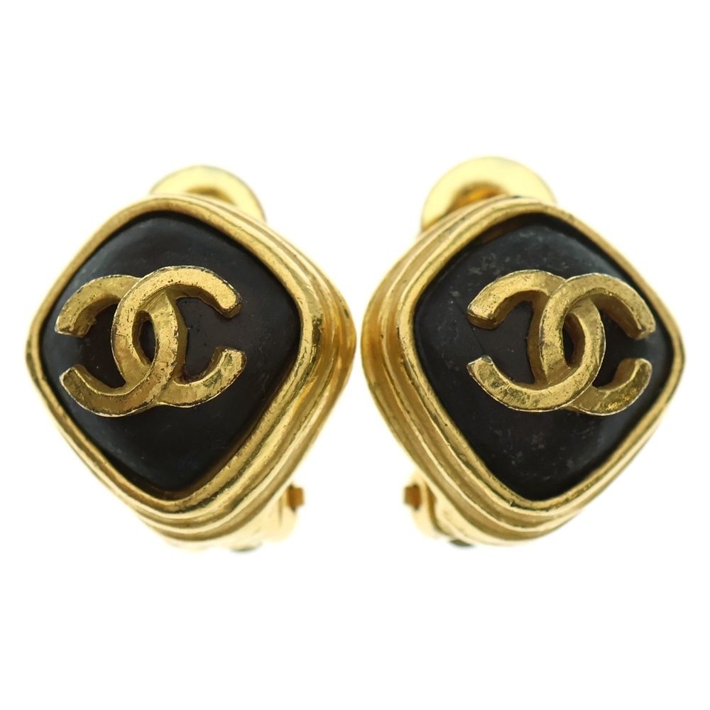 CHANEL シャネル 97A ココマーク ストーン イヤリング ゴールド