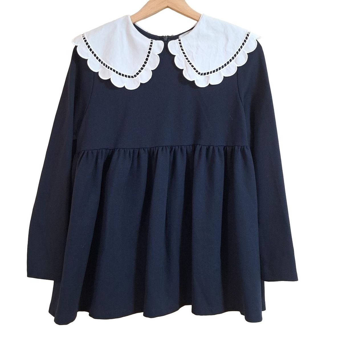 yori ヨリ チュニック サイズF レディース - ダークネイビー×白 長袖