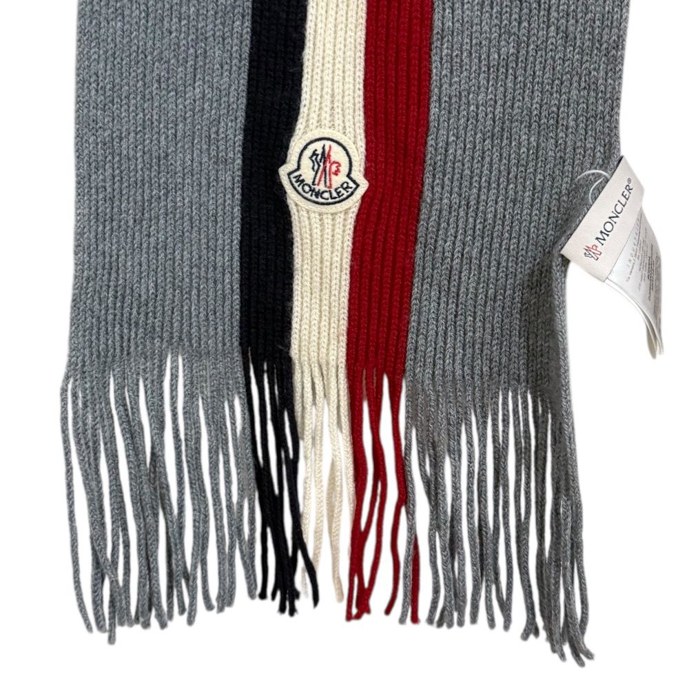 【美品】モンクレール　マフラー 美品 MONCLER モンクレール SCIARPA マフラー グレー メンズ