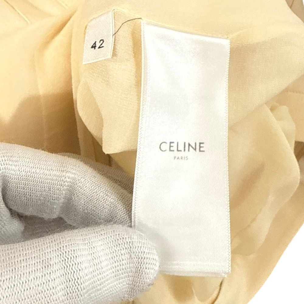 CELINE セリーヌ エディ期 ミモレ丈 プリーツスカート サイズ42 ベージュ レディース 古着 GULLKHAN_COM