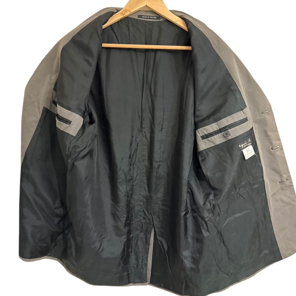 agnes b. アニエスベー フランス製 テーラードジャケット スラックスパンツ スーツ セットアップ サイズ 52 40 カーキ メンズ 古着 KANDAIZUMI_COM