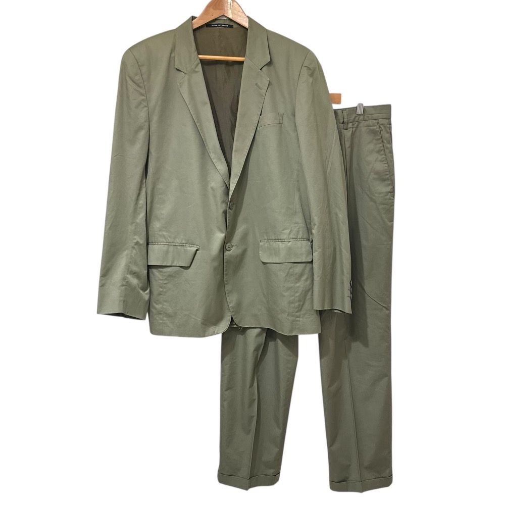 agnes b. アニエスベー フランス製 テーラードジャケット スラックスパンツ セットアップ スーツ サイズ52 40 カーキ メンズ 古着