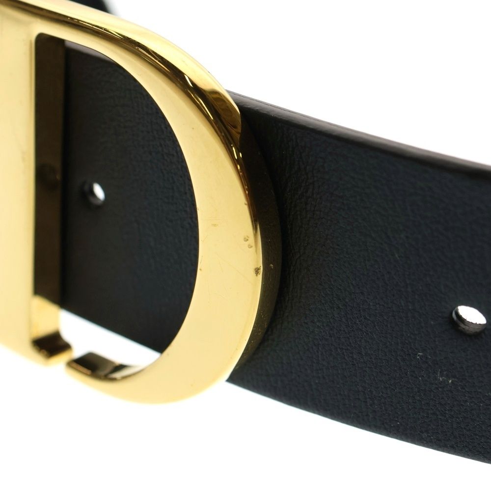 Dior ブラックCDロゴ付きゴールド(バックルのみ) DIOR (ディオール) CDロゴ バックル レザー ベルト ブラック/ゴールド