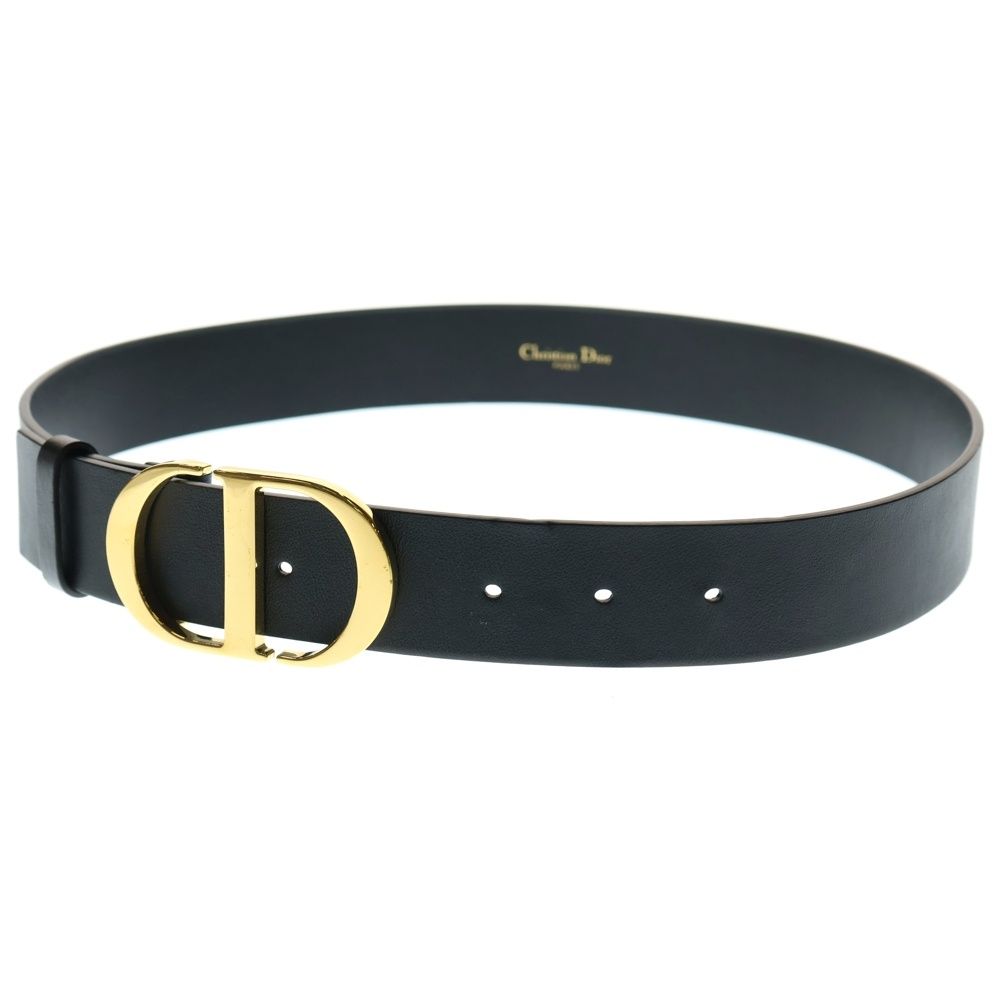 Dior ブラックCDロゴ付きゴールド(バックルのみ) DIOR (ディオール) CDロゴ バックル レザー ベルト ブラック/ゴールド