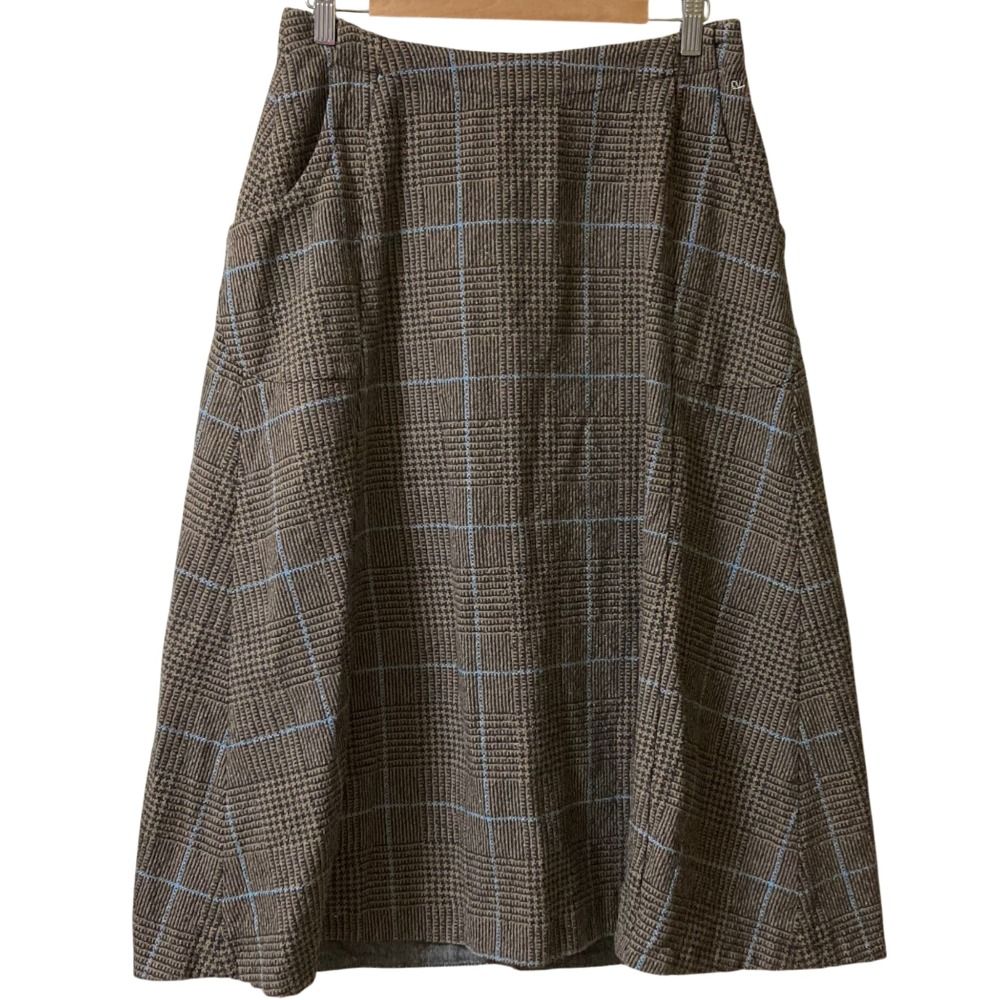 45R フォーティファイブアール グレンチェック コットンロングスカート 7094010 サイズ3 ブラウン レディース 古着