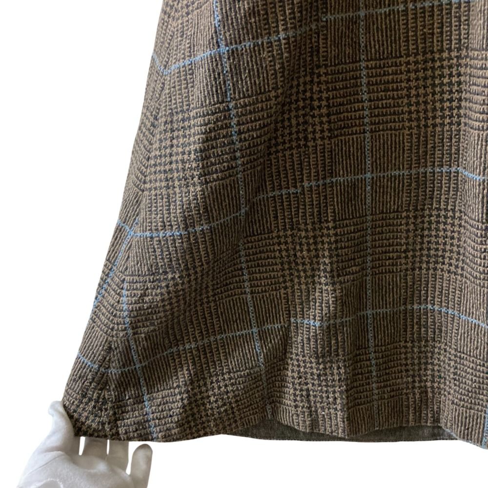 45R フォーティファイブアール グレンチェック コットンロングスカート 7094010 サイズ3 ブラウン レディース 古着 GULLKHAN_COM