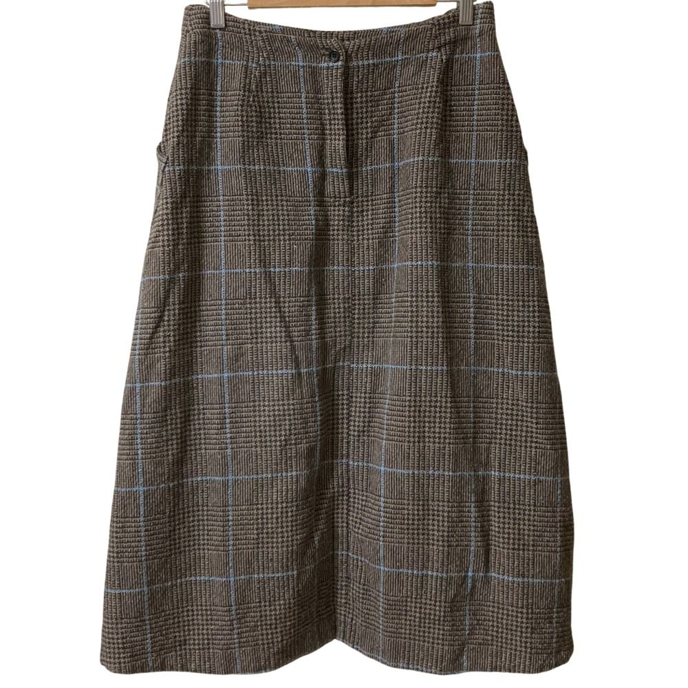 45R フォーティファイブアール グレンチェック コットンロングスカート 7094010 サイズ3 ブラウン レディース 古着