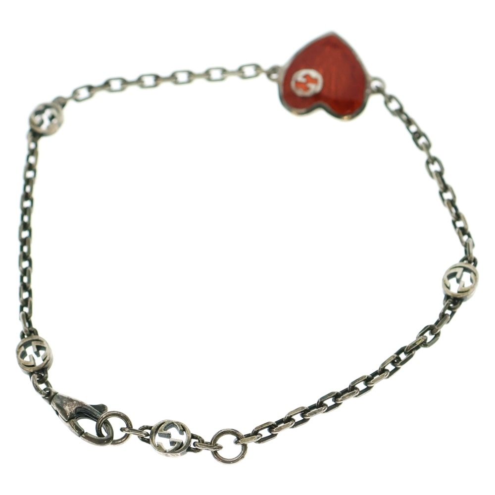 GUCCI グッチ インターロッキングG ハート ブレスレット シルバー 645546