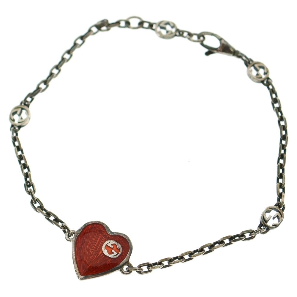 GUCCI グッチ インターロッキングG ハート ブレスレット シルバー 645546