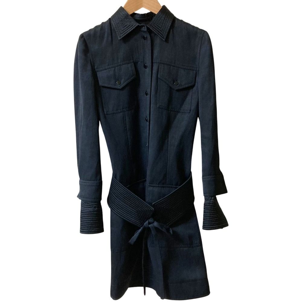 TOM FORD トムフォード ウエストマーク プルオーバー シャツワンピース サイズ34 ブラック レディース 古着