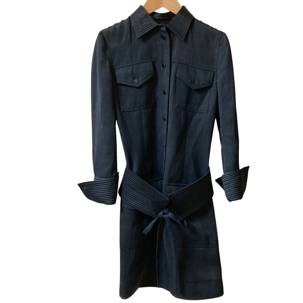 TOM FORD トムフォード ウエストマーク プルオーバー シャツワンピース サイズ34 ブラック レディース 古着