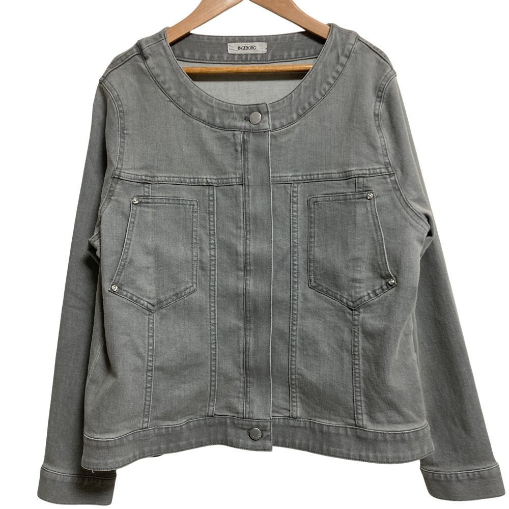INGEBORG インゲボルグ ストレッチ ノー デニムジャケット サイズ4 グレー レディース 古着