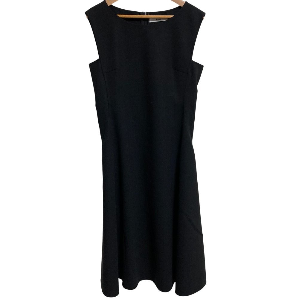 Rene ルネ ウール ノースリーブ ミディドレス フ ワンピース サイズ34 ブラック レディース 古着
