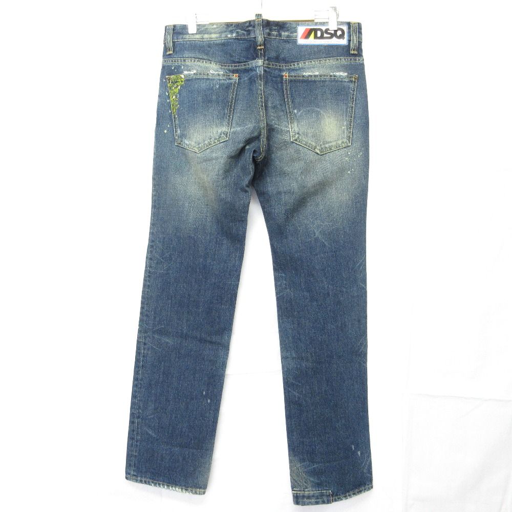 ディースクエアード ダメージ×ペイント加工 デニムパンツ 71 LA 140 サイズ46 インディゴブルー メンズ 古着