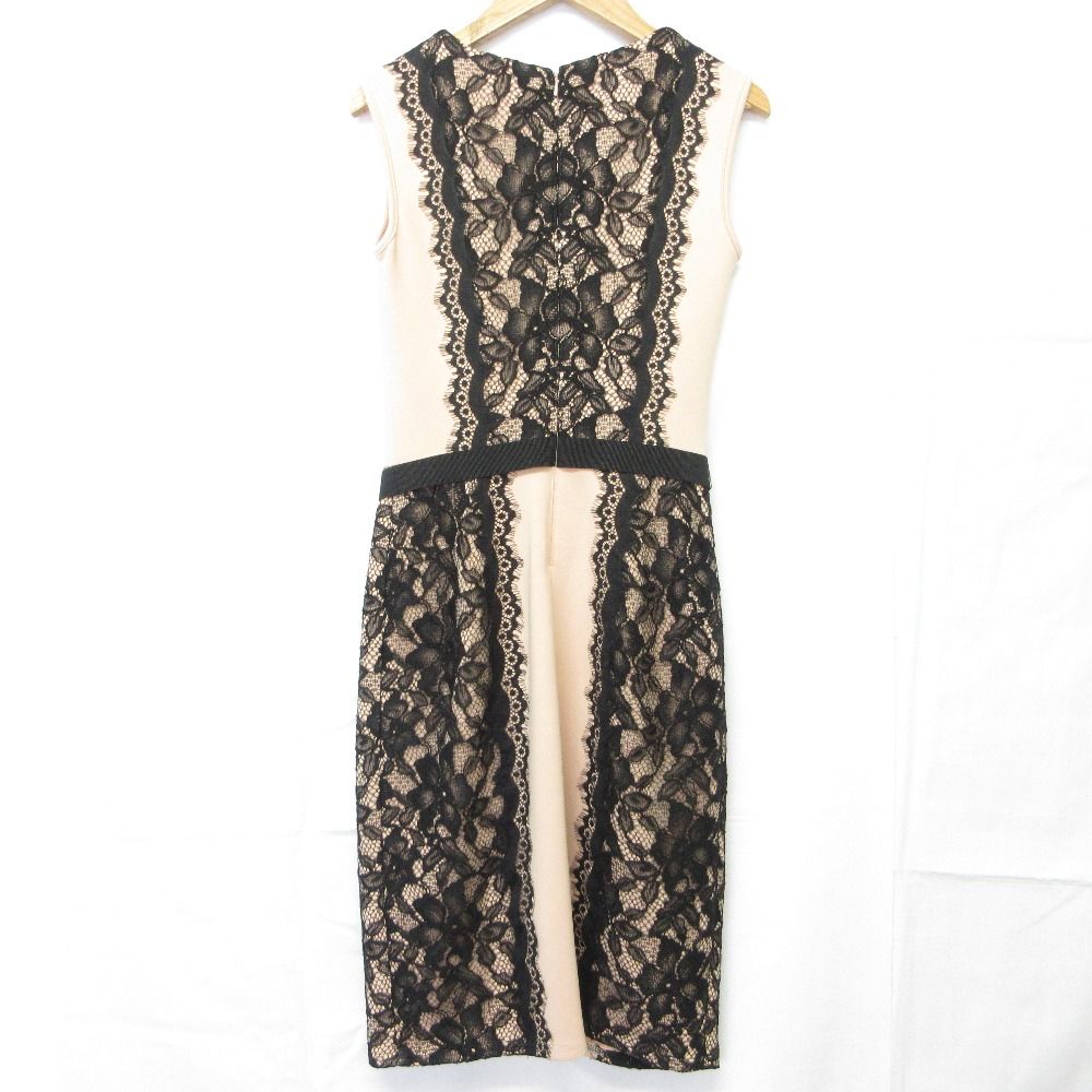 TADASHI SHOJI タダシショージ ノースリーブ レース ドレス ワンピース サイズ0 ブラック ピンクベージュ レディース 古着
