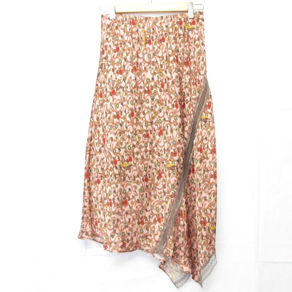 VIVIENNE TAM ヴィヴィアンタム ペイズリー柄 アシンメトリー ロングスカート 40 ピンク レディース 古着
