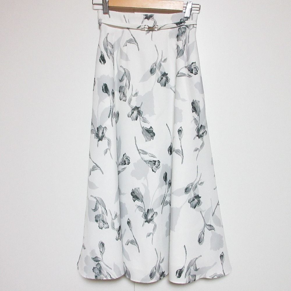 25AW CELFORD セルフォード ベルト付き フ ロング スカート 36 オフホワイト レディース 古着