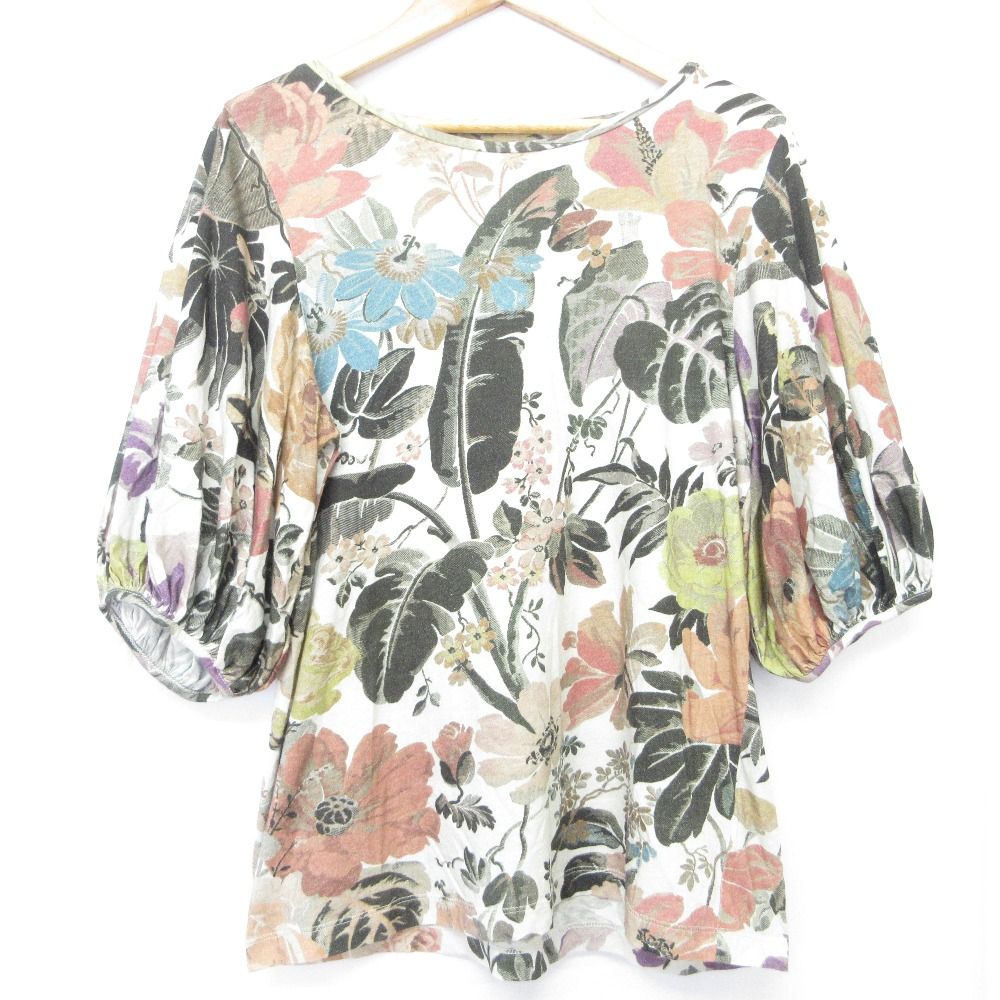 DRIES VAN NOTEN ドリスヴァンノッテン パフスリーブ ボタニカルプリント カットソー Extra small ホワイト マルチ レディース 古着