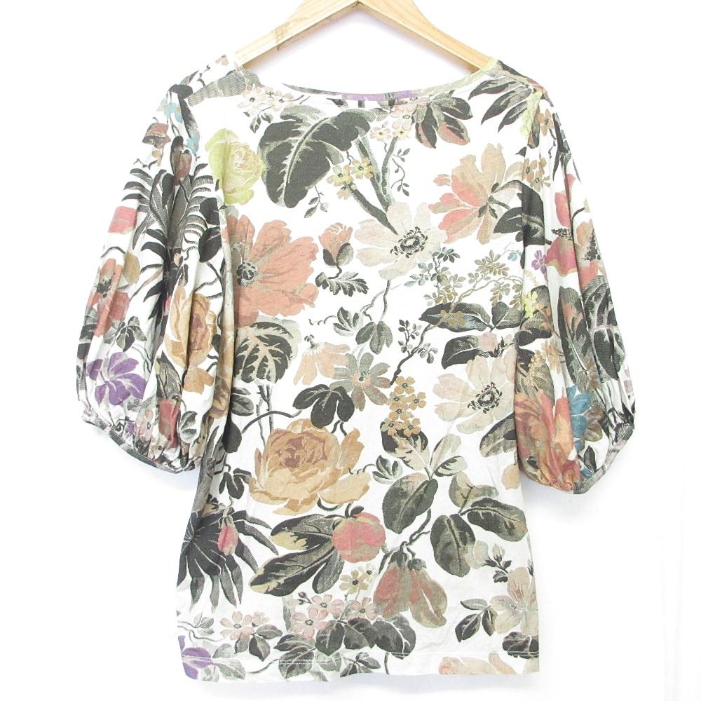 DRIES VAN NOTEN ドリスヴァンノッテン パフスリーブ ボタニカルプリント カットソー Extra small ホワイト マルチ レディース 古着