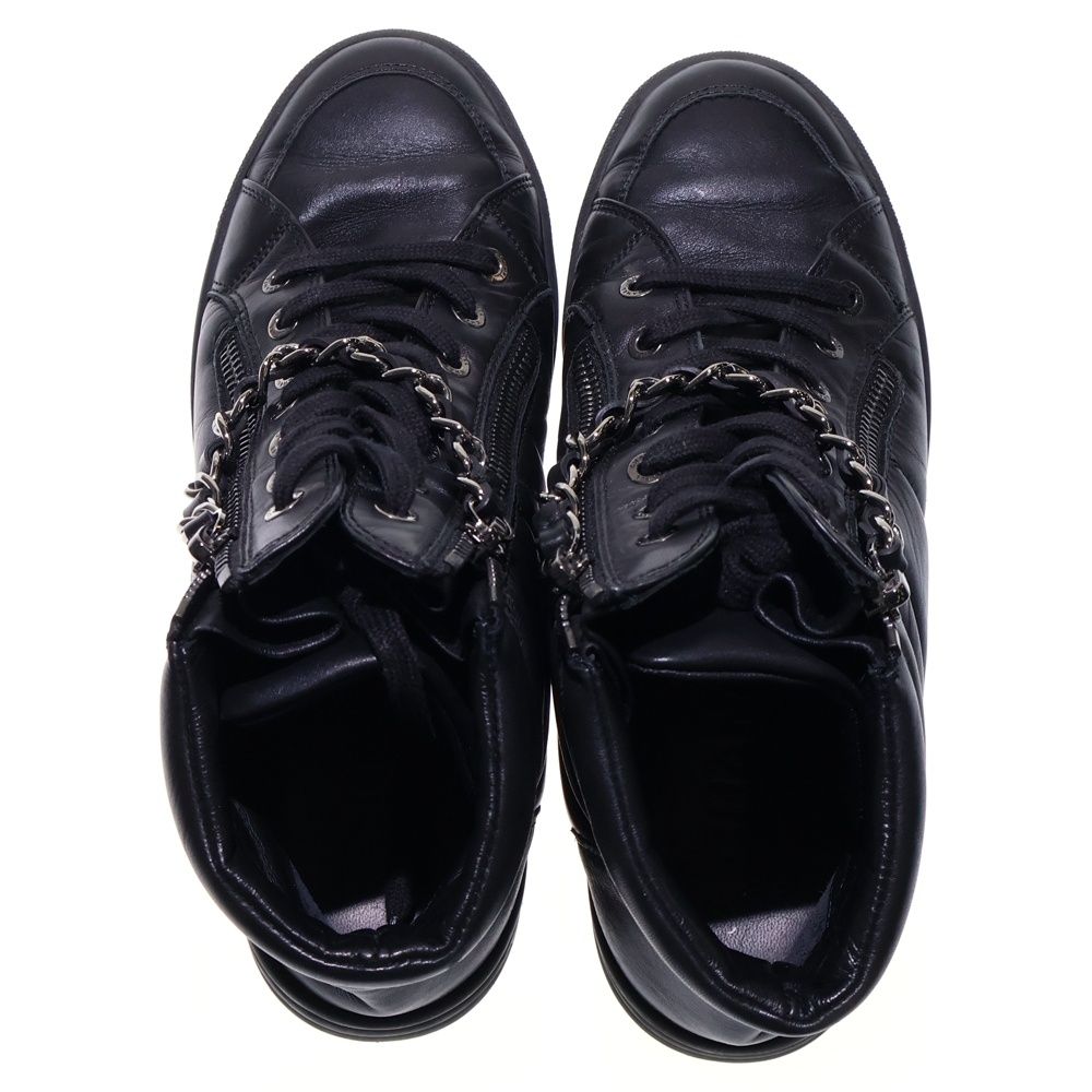 CHANEL 2022 ココマーク レースアップ レザー ハイカットスニーカー CHANEL シャネル ココマーク レザー ハイカットスニーカー シューズ