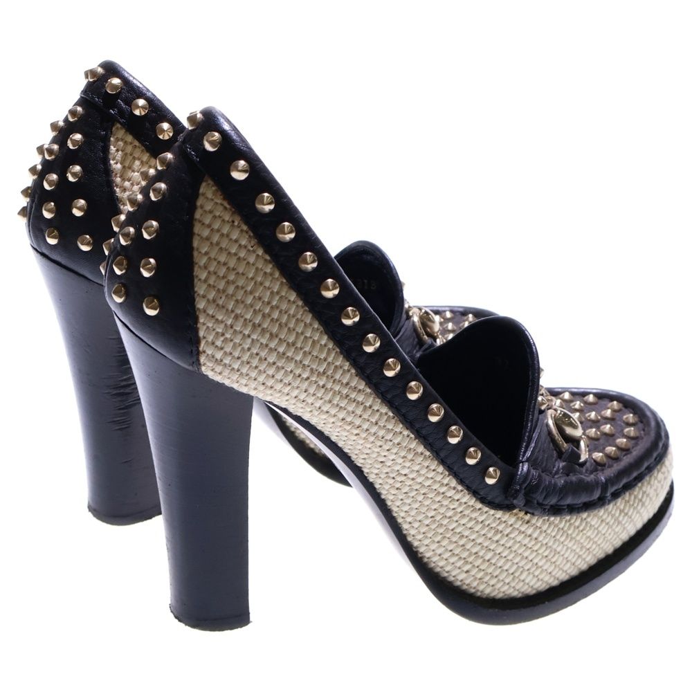  GUCCI グッチ 1953 ホースビット スタッズデザイン ヒールローファーシューズ レディース ブラック 313139 その他 靴