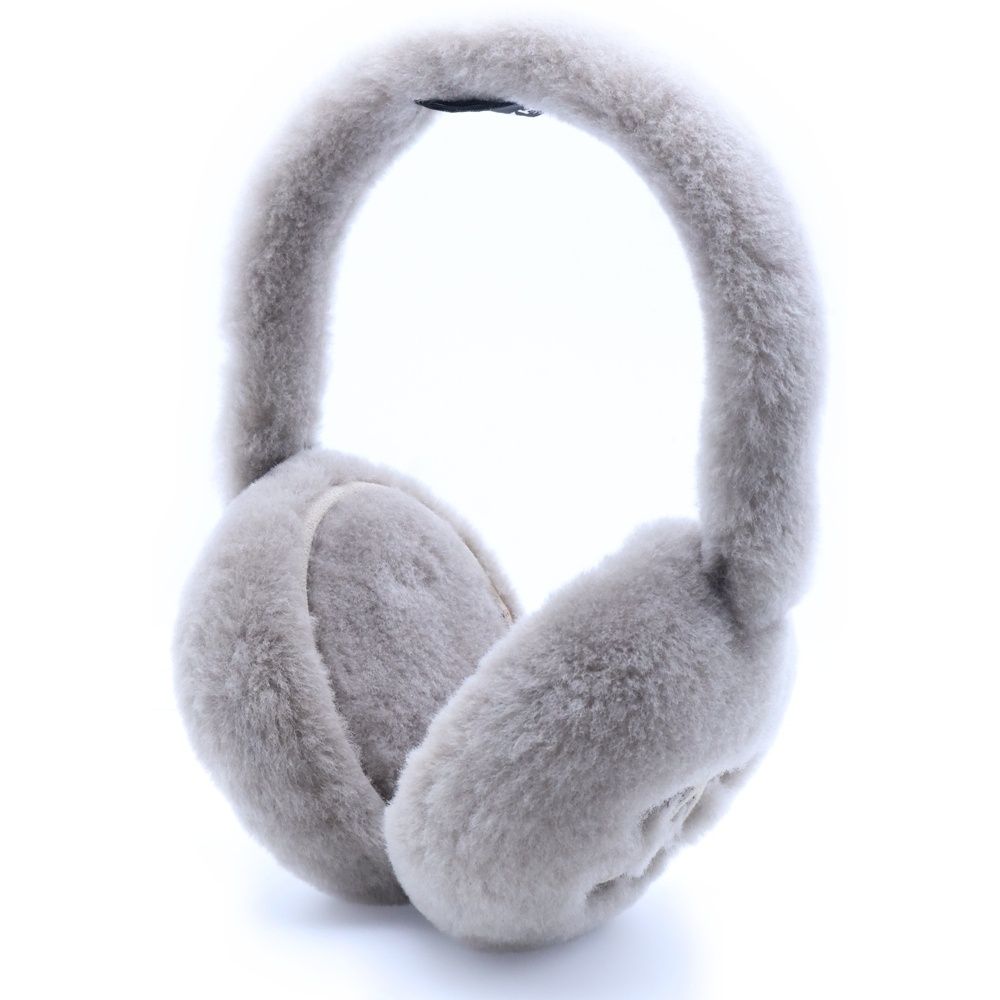 CHANEL シャネル ココマーク ロゴ刺繍 ボア イヤーマフラー 耳当て グレー ベージュ