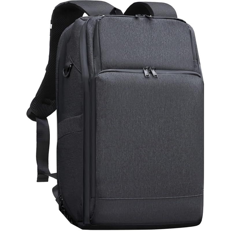 ABIBA ファスナー徹底 リュック メンズ ビジネス リュックサック スクエア 大容量 旅行用 PC 通学 通勤 出張 USB充電ポート 黒 型崩れ防止 しない ダークグレー 裏地 グレー