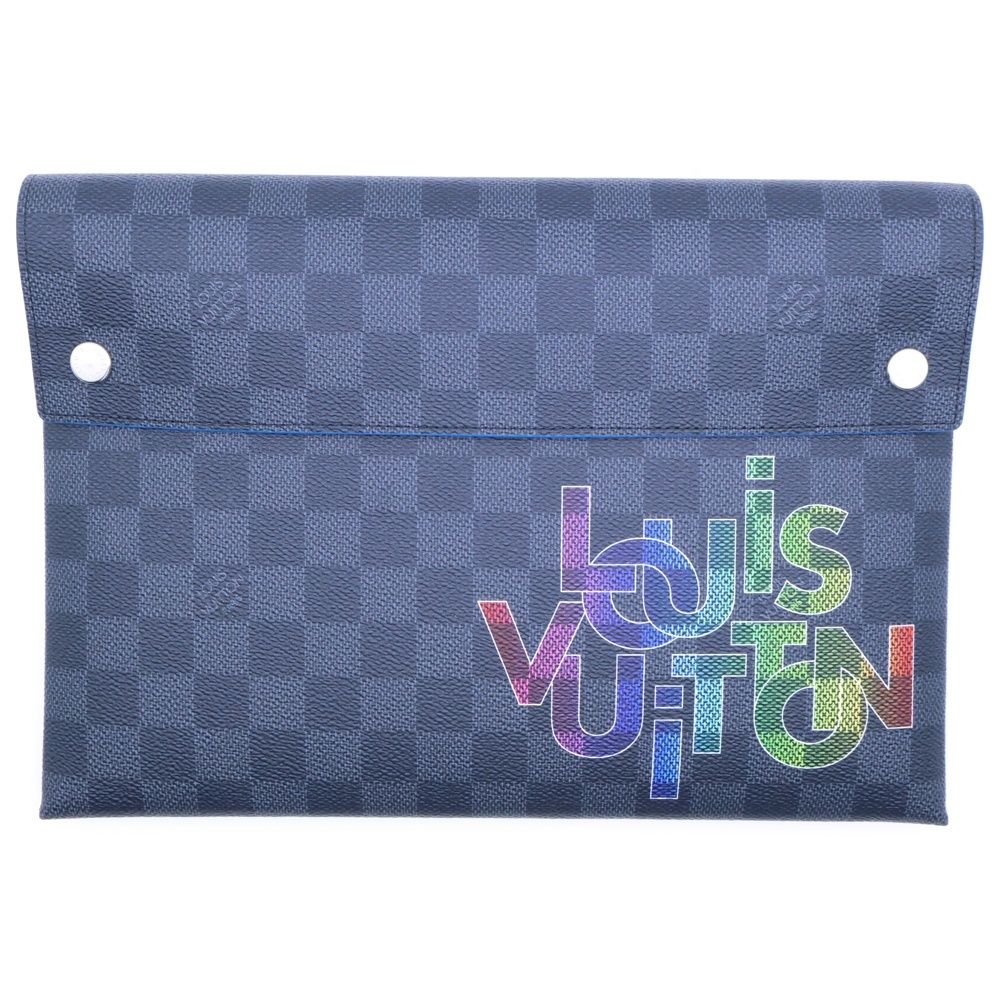LOUIS VUITTON ルイヴィトン トリプルポーチ ダミエ グラフィット アルファ PVC レザー クラッチ セカンドバッグ シルバー金具 ブラック N40296