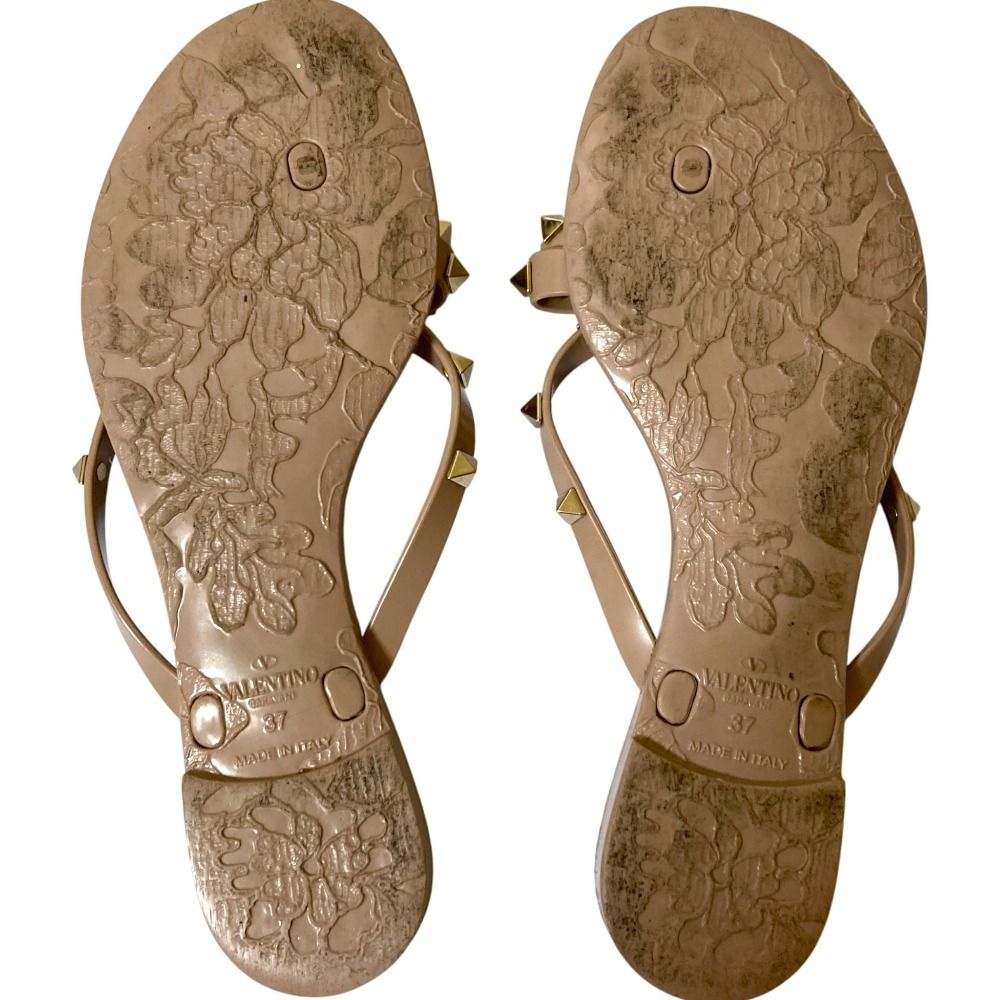  ヴァレンティノガラヴァーニ ロックスタッズ リボン ラバーサンダル サイズ37 24 cm相当 ピンクベージュ レディース 古着 サンダル サンダル ミュール