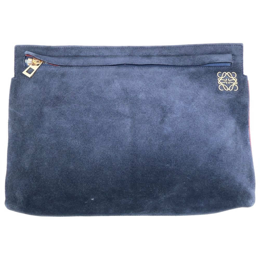 LOEWE ロエベ アナグラム レザー クラッチバッグ ブラック