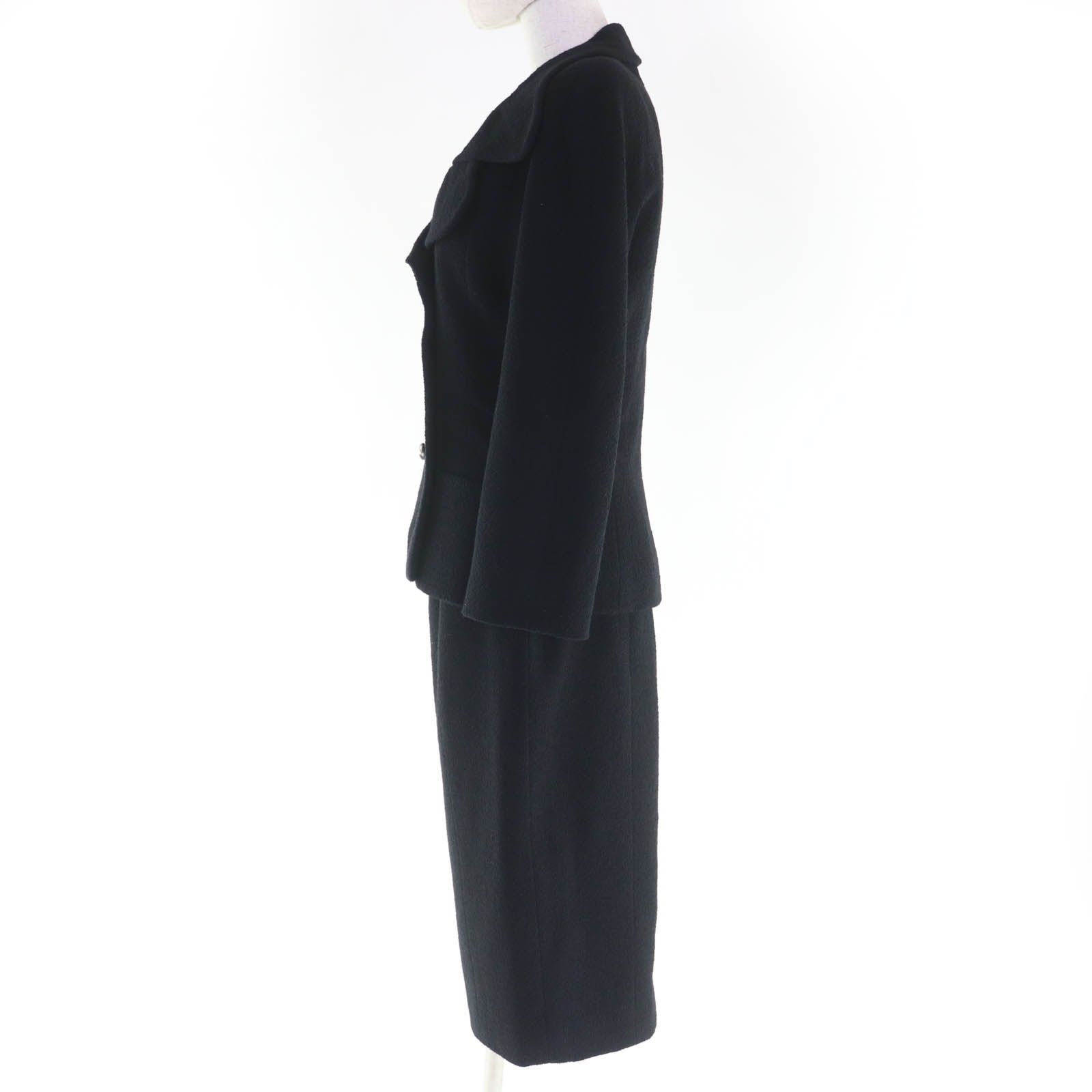 CHANEL シャネル ヴィンテージ 95A P05816V04346 ココマークボタン ツイードジャケット スカート セットアップ ブラック 40 フランス製 レディース